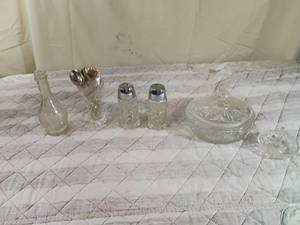 lot 96 image: Cut Glass Tableware Collection with Chrome Shakers