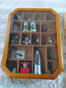 lot 137 image: Wooden Display Case with Collectible Miniatures 12x16