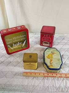 lot 138 image: Decorative Metal Tin Collection 4 tins