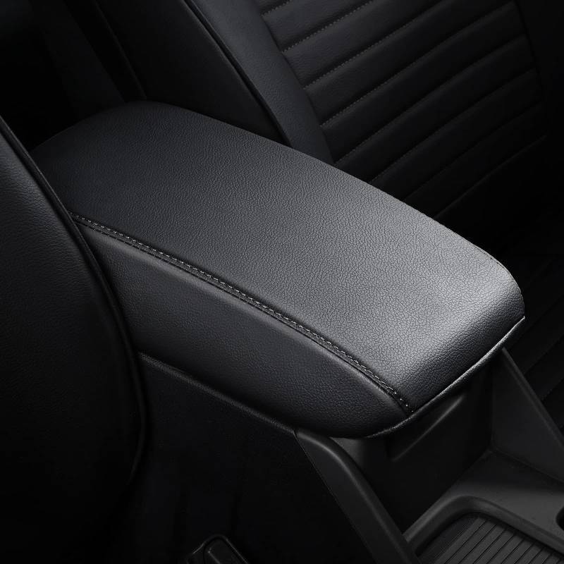 lot 44237 image: Console Covers for 2018-2022 Hyundai Kona Black with Black Stitches - Retail $10