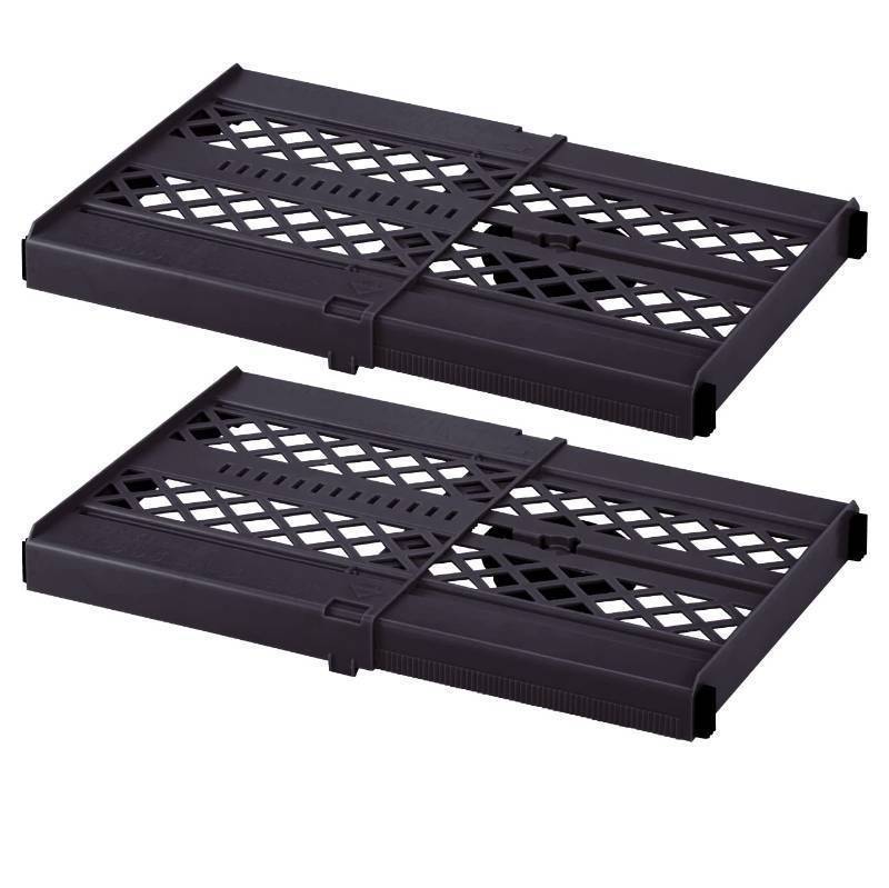 lot 44344 image: LockerMate Adjust-A-Shelf Locker Shelf, Extends to Fit Your Locker, Easy to Use, Perfect for School, Office, Gym, Black, 2-Pack - Retail $26