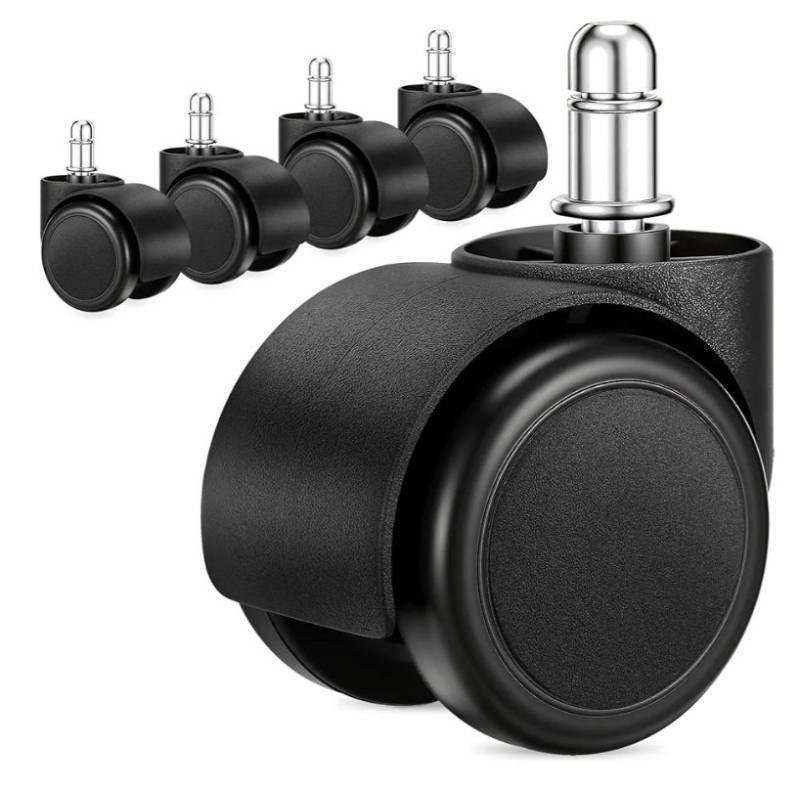 lot 44387 image: 2 Inch Office Chair Casters Wheels Heavy Duty, 5 pcs Chair Wheel Replacement, Mute Rubber Rotating Desk Chair Wheels for All Floor, Smooth & Quiet Caster, Universal Standard Stem Size Fits 99%
