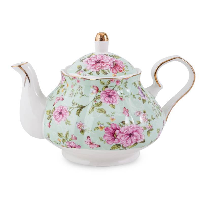 lot 44780 image: Flower Ceramic Teapot,22oz Porcelain Tea pot for Tea Coffee Milk for Office Home Men Women as Gift (Green) - Retail $29