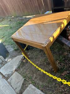 lot 157 image: Mid Century Modern Bent Wood Arm Chairs (4) and Square Game Rec Room table