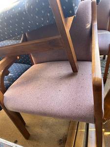 lot 158 image: Mid-Century Wood Furniture Set - Table and Chairs (3) mauve