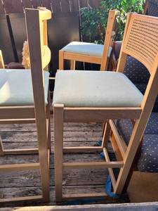 lot 159 image: Mid-Century Style Bar Height Chairs with Cane Back (4)
