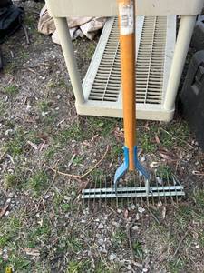 lot 167 image: Steel Garden Cultivator Tool with Wooden Handle