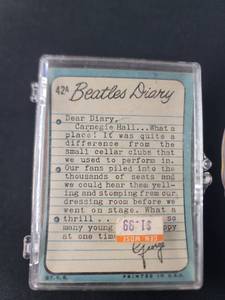 lot 3551 image: The Beatles Diary Trading Cards Collection - Carnegie Hall Entry