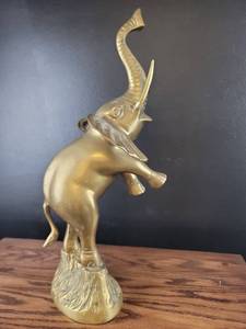 Brass Elephant Figurine with Raised Trunk