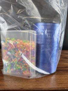 lot 3609 image: Mixed Neon Pony Beads with Blue Storage Container