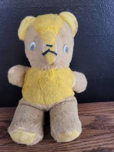 lot 3613 image: 1950s Plush Teddy Bear with Yellow Shirt