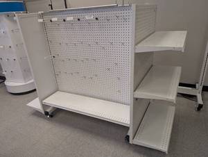 lot 14 image: Commercial Retail Display Shelving Unit with Pegboard  - Retail $450