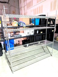 lot 22 image: Chrome Wire Shelving Unit - 4 Tier Storage Rack  - Retail $299