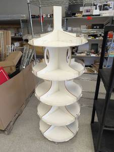 lot 24 image: 5-Tier White Display Tower with Wheels  - Retail $75