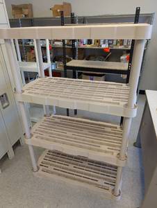 lot 33 image: Rubbermaid Heavy Duty Storage Shelf Unit