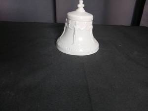 lot 2889 image: White Porcelain Christmas Bell Ornament