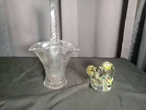 lot 2894 image: Crystal Glass Basket with Twisted Handle