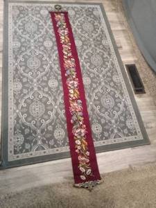 lot 3002 image: Needlepoint Bell Pull with Floral Design