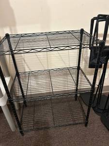 lot 101 image: Black Metal Wire Storage Rack with Adjustable Shelves