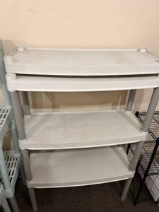 lot 104 image: White Plastic Storage Shelving Unit