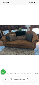 lot 108 image: Traditional Tufted Brown Sofa 91x41x31