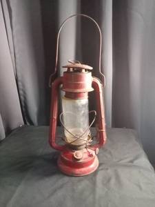 Red Metal Hurricane Lantern