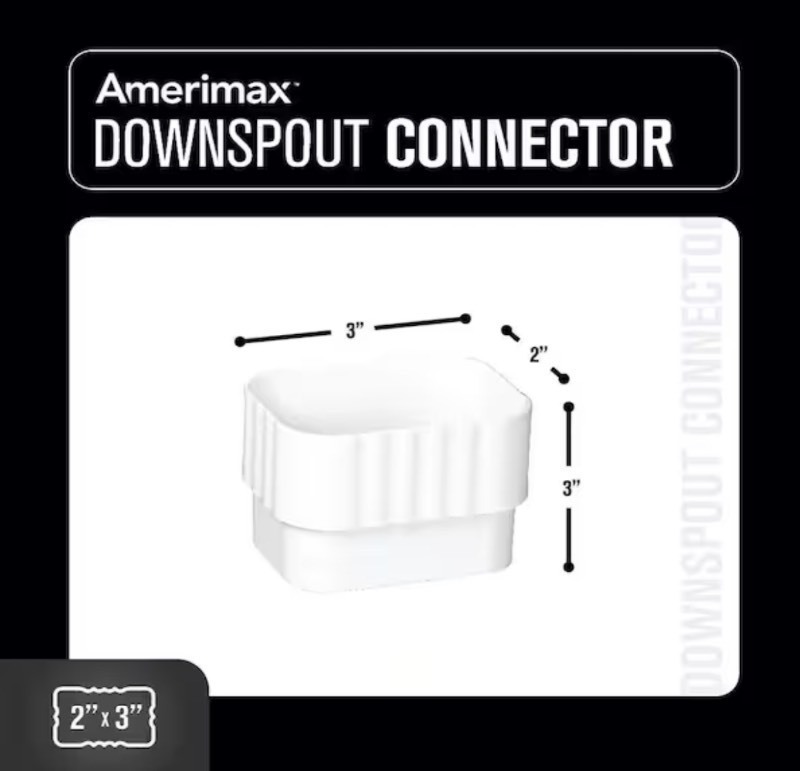 lot 622 image: Box of 18 Amerimax Home Products 2 in. x 3 in. White Vinyl Downspout Connector (18 pieces)