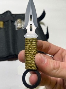 lot 98 image: Whetstone 12-Piece Kunai Throwing Knife Set - Olive Green Handles - not Brown