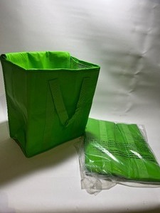 lot 191 image: 2 Insulated Travel Bags - Bright Green Zip Up W Handles - Great for groceries Picnics Sports Games Tailsgates - 22 x 18 x 6