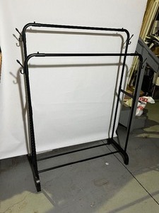 lot 32 image: Plastic Clothing Rack 2 Tier - Black - Hat Coat Hooks on the Side - Light weight easy to disassemble Approx. 2 x 3.5 x 4.5