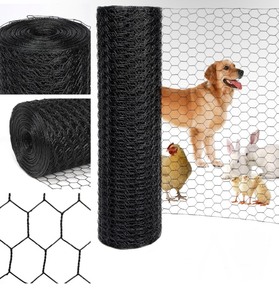 lot 31 image: Black Chicken Wire 48inx100ft, Chicken Wire Fencing, Garden Fence, Metal Poultry Wire Netting, Galvanized PVC Coated Mesh for AnimalRabbitFloralChicken CoopDIY Projects. Retails $99