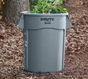 lot 33 image: BRUTE 32 Gal. Grey Vented Plastic Outdoor Trash Can - no lid - For RestaurantsOfficesWarehousesCommercial Environments