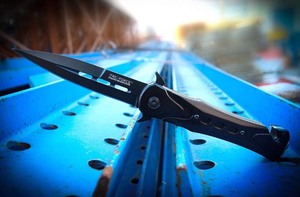 lot 20 image: TF-719BK Assisted Opening Folding Tactical Knife 4.5-Inch Closed, Black Blade, Black Handle