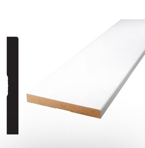 lot 108 image: Pro Pack 12 in. x 4 in. x 84 in. Primed E1E MDF Baseboard Moulding (4-Pack  28 Total Linear Feet)