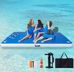 XL 8’ x 8’ Inflatable Floating Dock for Lakes, Inflatable Dock Floating Platform with Non-Slip Surface, Floating Island Raft for Pool Beach Ocean **NOT BLUE**, Faux Dock Material Decking See images for Real Color *Retails $190*