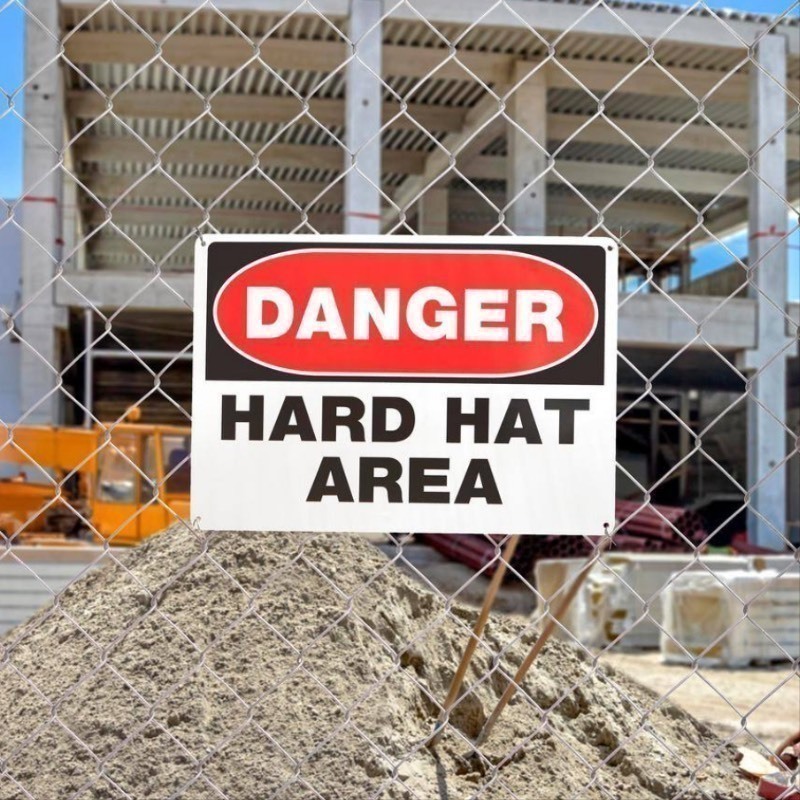 lot 410 image: Bundle of 6 Danger Hard Hat Area Signs 10 x 14
