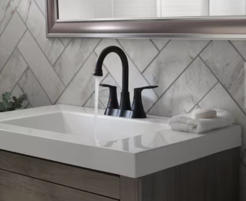 lot 20 image: Allen  Roth. #2916837 LED BATHROOM SINK FAUCET - MATTE BLACK