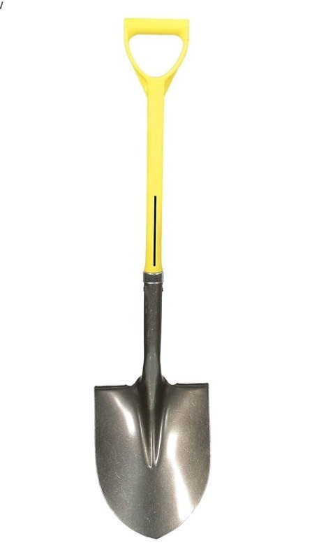 lot 106 image: Nupla Ergo Round Point Garden Shovel Spade with Durable 27 inch Fiberglass Handle and 14 Gauge Heavy Duty Blade - The Perfect Heavy Duty Shovel for Digging and Gardening Yellow