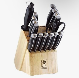 HENCKELS Statement 15-Piece Kitchen Knife Set with Block, Chef Knife, Steak Knife set, Kitchen Knife Sharpener, Light Brown, Stainless Steel *Retails $150*