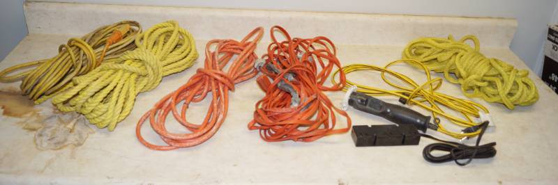lot 1262 image: Extension Cord Lot- 6  plus Bonus Pieces- Yellow and Orange