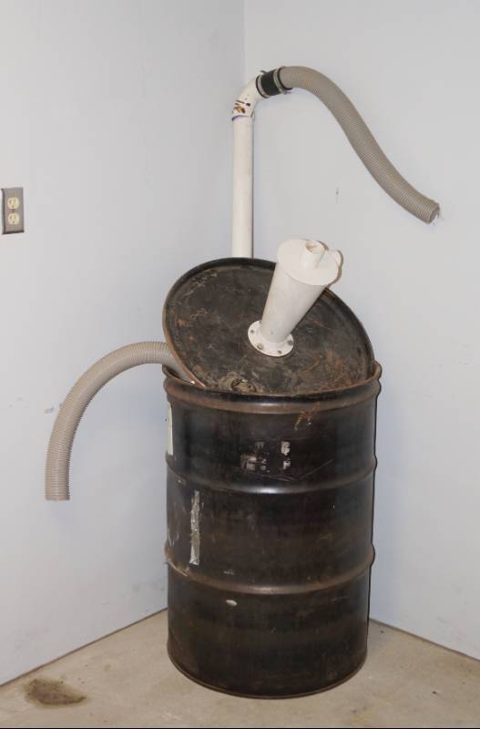lot 1298 image: 55 barrel- Dust Collection Setup 