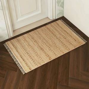 Eco Crave Handmade Jute Entryway Rug 2x3 ft Solid Brown Design Welcome Mat, Natural Hand-Woven Low Pile Non-Slip Doormat for Indoor Outdoor, Farmhouse Boho Area Rug, 24x36 Inches