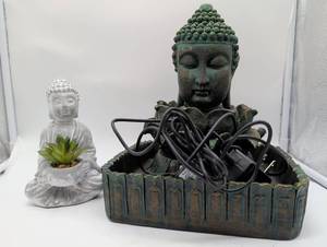 lot 101051 image: Buddha Decor set of 2 Buddha Water Fountain and Decorative Figurine with Plant