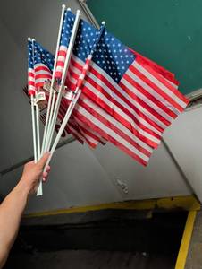 lot 101071 image: American Flag Hand-Held Stick Flags - Set of 9