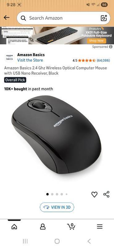 lot 33183 image: Amazon Basics Wireless Mouse with USB Nano Receiver - Retail $12