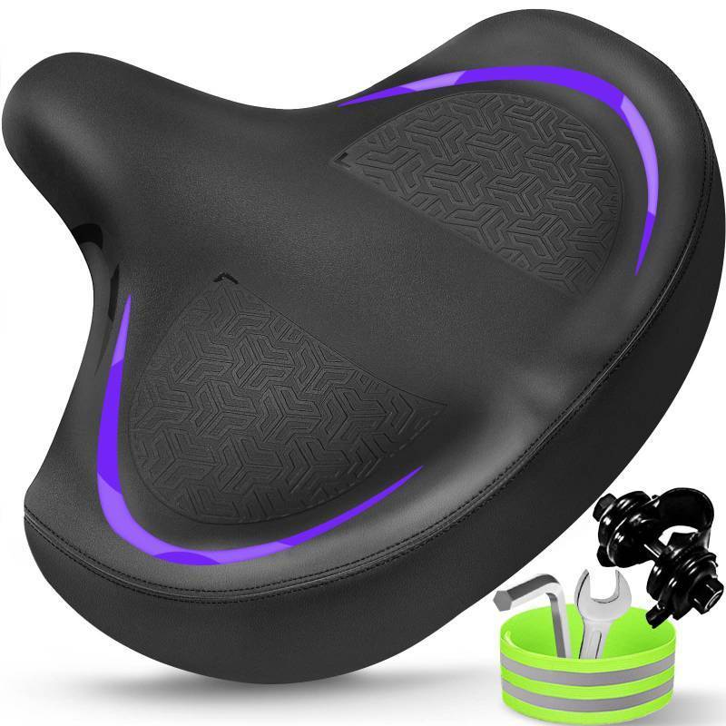 lot 33185 image: Twomaples Bicycle Seat, Bike Seat for Women Men Extra Comfort Wide, Oversized Comfortable Seats Saddle for Peloton Bike, Fit for Exercise Bike, Electric Bike, Mountain Bike - Retail $38