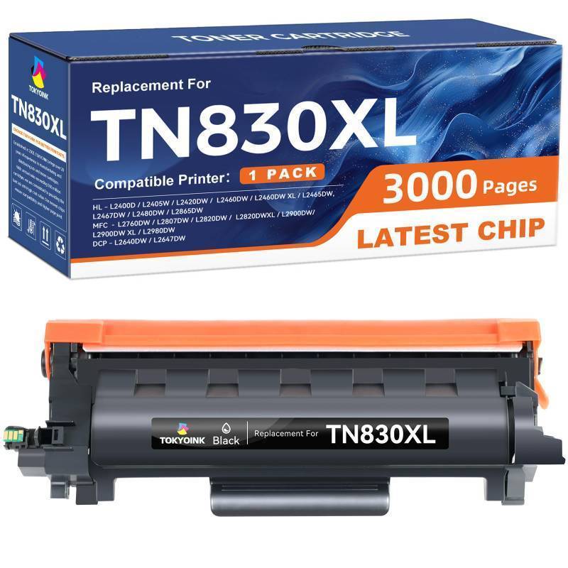 lot 49811 image: TOKYOINK TN830XL Toner TN830 Cartridges Replacement for Brother TN830 830XL Toner Compatible with DCP-L2640DW MFC-L2820DW HL-L2400D HL-L2460DW HL-L2405W HL-L2465DW HL-L2480DW Printer (1 Pack) - Retail $24