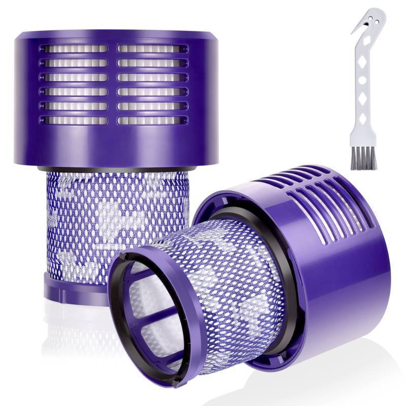 lot 50807 image: Leadaybetter Vacuum Filter Replacements for Dyson V10 Cyclone Series, V10 Animal, V10 Absolute, V10 Total Clean, SV12, Part No. 969082-01 (2 Pack Filters and 1 Clean Brush) - Retail $16