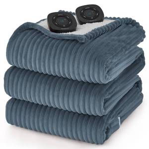 lot 3950 image: Bedsure GentleSoft Electric Blanket Queen Size - Soft Ribbed Flannel Heated Blanket with Dual Control, Heating with 10 Heat Settings & 10 Time Settings, 8 hrs Timer Auto Shut Off (84x90 inches, Grey) - Retail $100