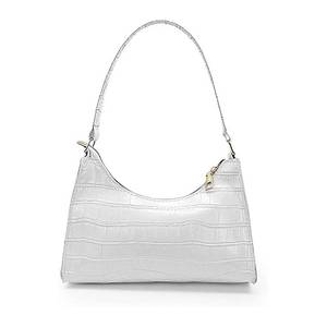 lot 41376 image: Small Shoulder Handbag for Women with Zipper, Leather Ladies Shoulder Bag Fashionable Small Handbag (White-A) - Retail $10